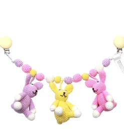 NatureZoo Barnevognskæde - 3 Kaniner - Lavendel/Gul/Lyserød