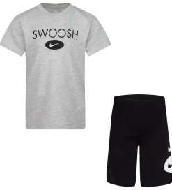 Nike Shortssæt - T-shirt/Shorts - Swoosh - Sort/Grå