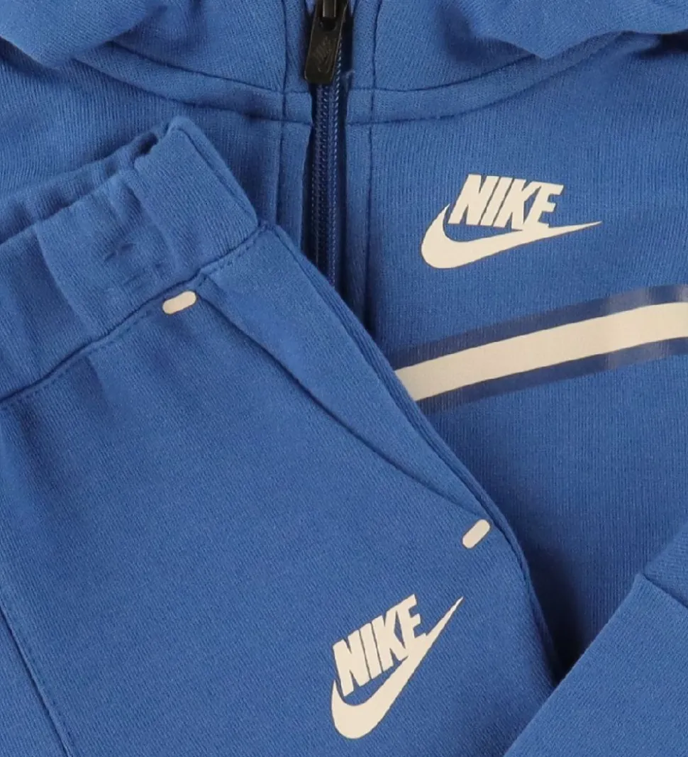 Nike Træningssæt - Cardigan/Bukser - Blocked - Marina Blue