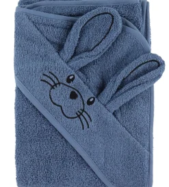 Nørgaard Madsens Babyhåndklæde m. Kaninører - 100x100 cm - Denim