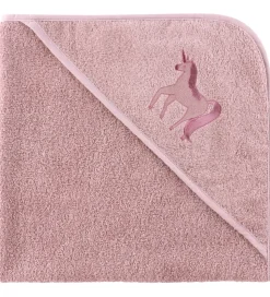 Nørgaard Madsens Babyhåndklæde - 75x75 cm - Rosa m. Enhjørning