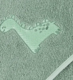 Nørgaard Madsens Babyhåndklæde - 75x75 cm - Dusty Green m. Dino