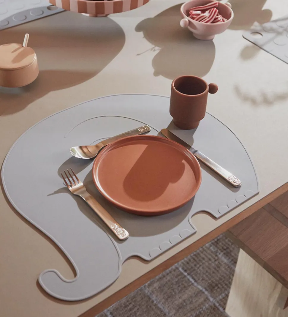 OYOY Dækkeserviet - Henry Elefant - Støvet Blå