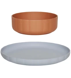 OYOY Spisesæt - Bioplast - 2 dele - Pullo - Caramel/Ice Blue