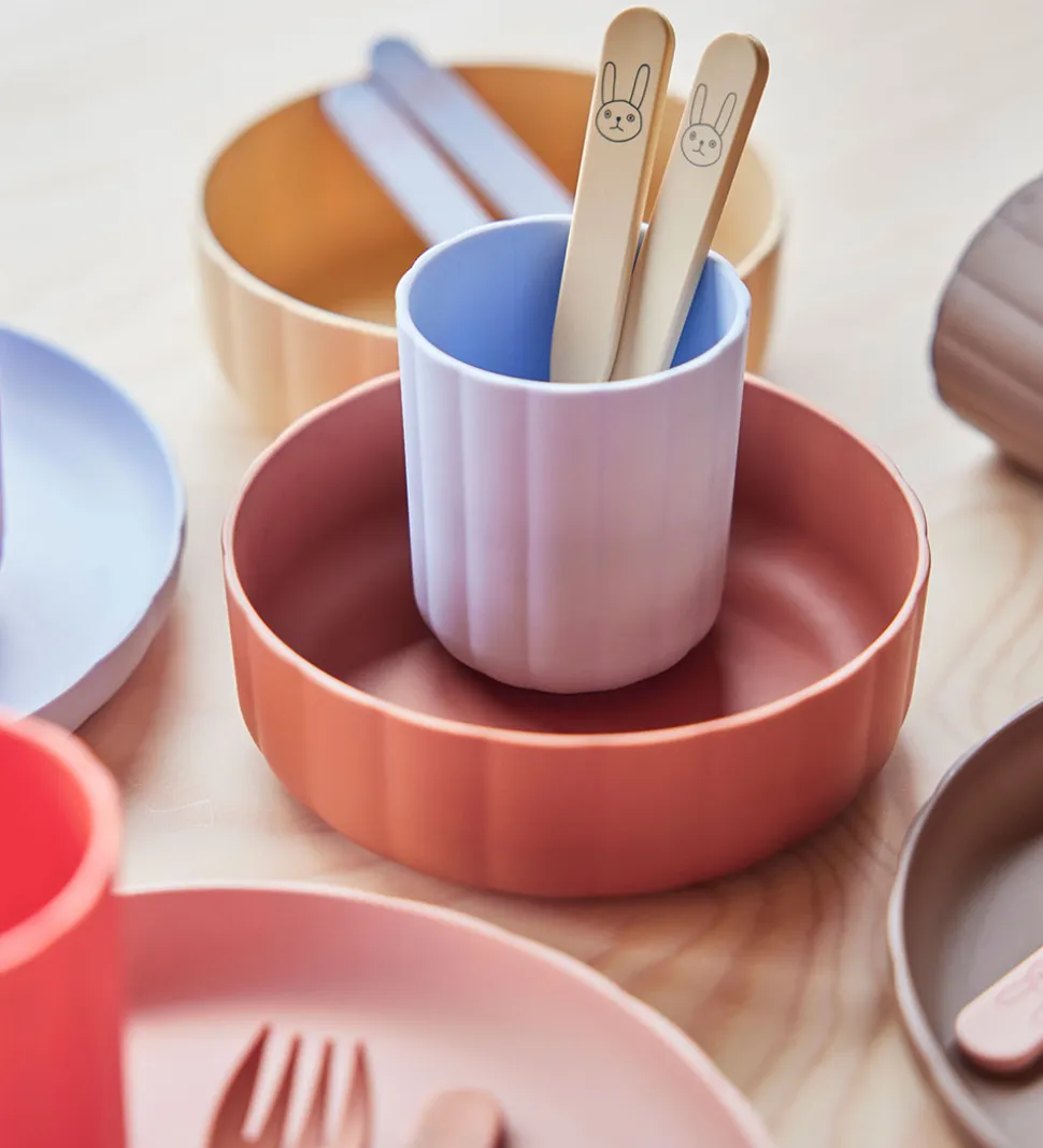 OYOY Spisesæt - Bioplast - 2 dele - Pullo - Caramel/Ice Blue