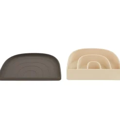 OYOY Tallerken & Skål - Silikone - Rainbow - Choko/Vanilla