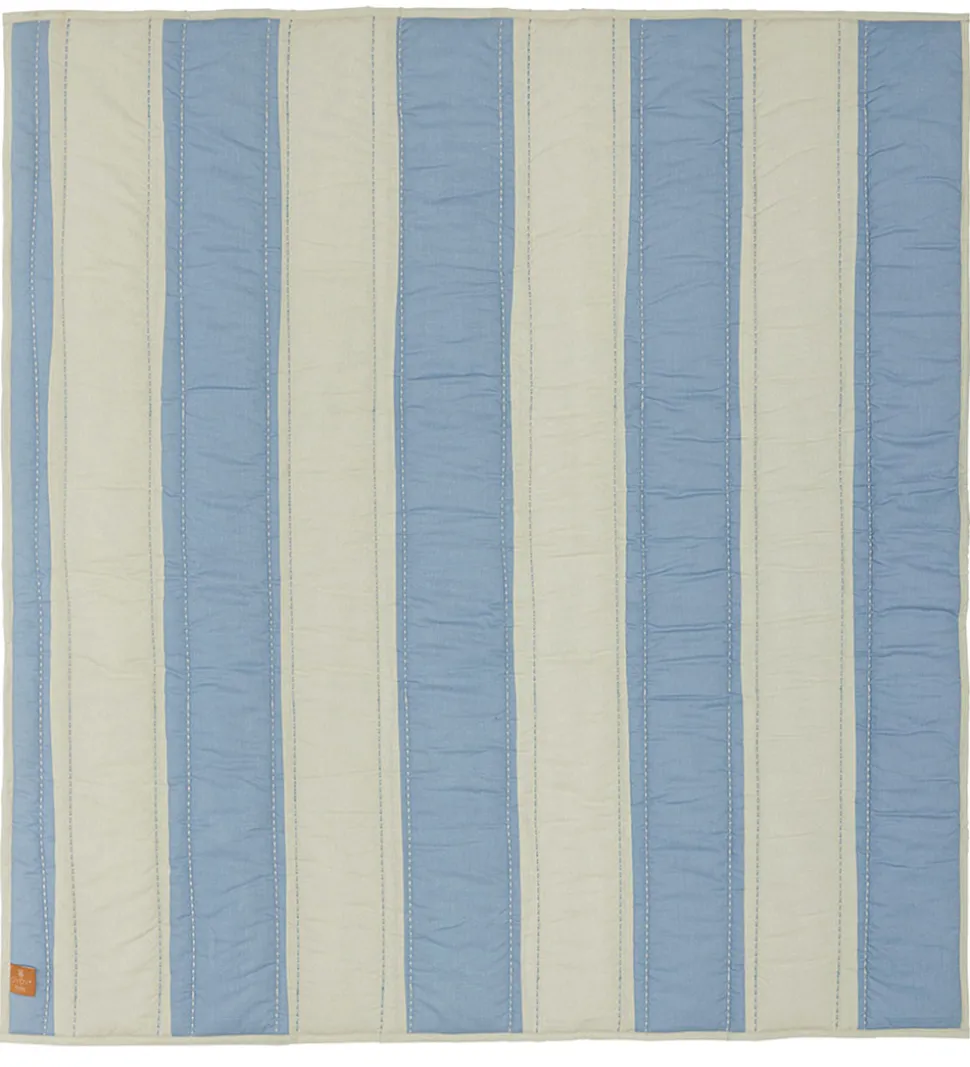 OYOY Tæppe - Striped Quilted - Blue/Clay