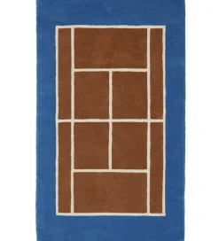 OYOY Tæppe - Tennis Tæppe - 150x88 cm - Caramel/Optic Blue