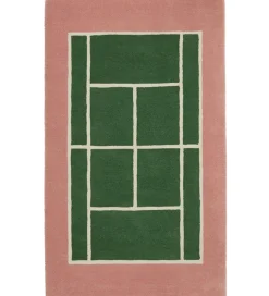 OYOY Tæppe - Tennis Tæppe - 150x88 cm - Grøn/Rose