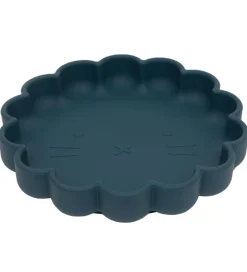 Petit Monkey Tallerken m. Sugekop - Silikone - Lion - Balsam Blu