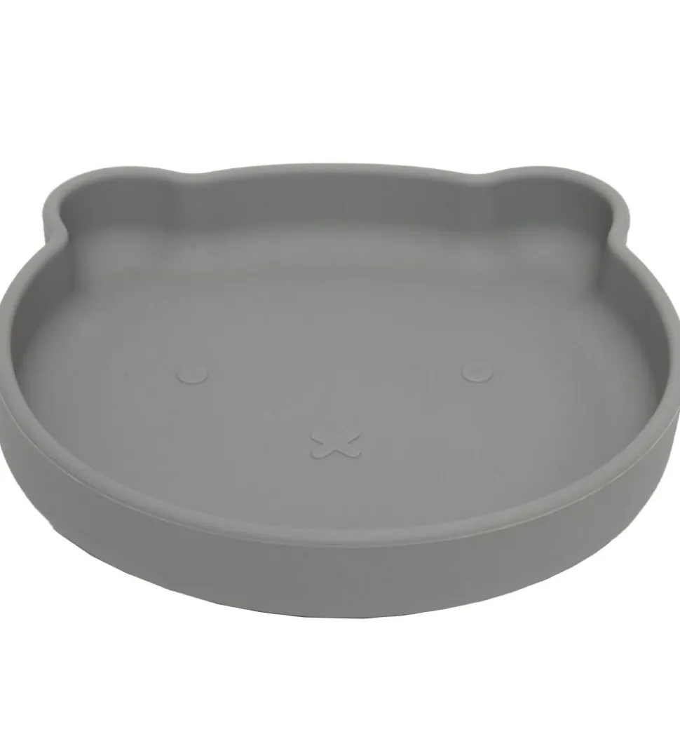 Petit Monkey Tallerken m. Sugekop - Silikone - Pewter Green