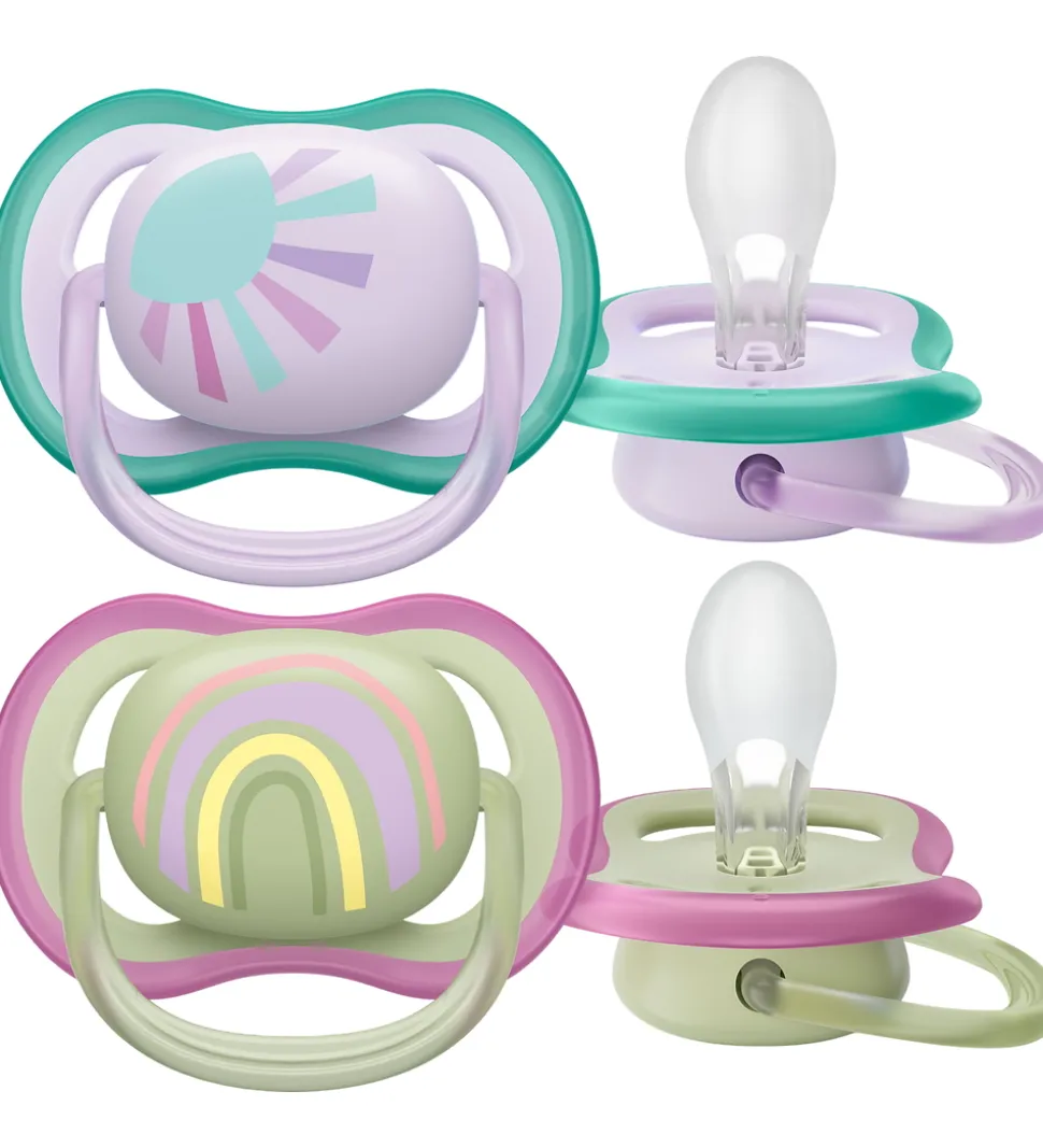 Philips Avent Sutter - 2-pak - Ultra Air - Grøn/Lilla m. Print