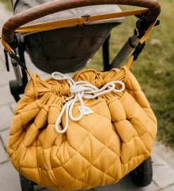 Play&Go Legetøjstæppe - Ø120 - Soft Organic - Mustard Chai Tea