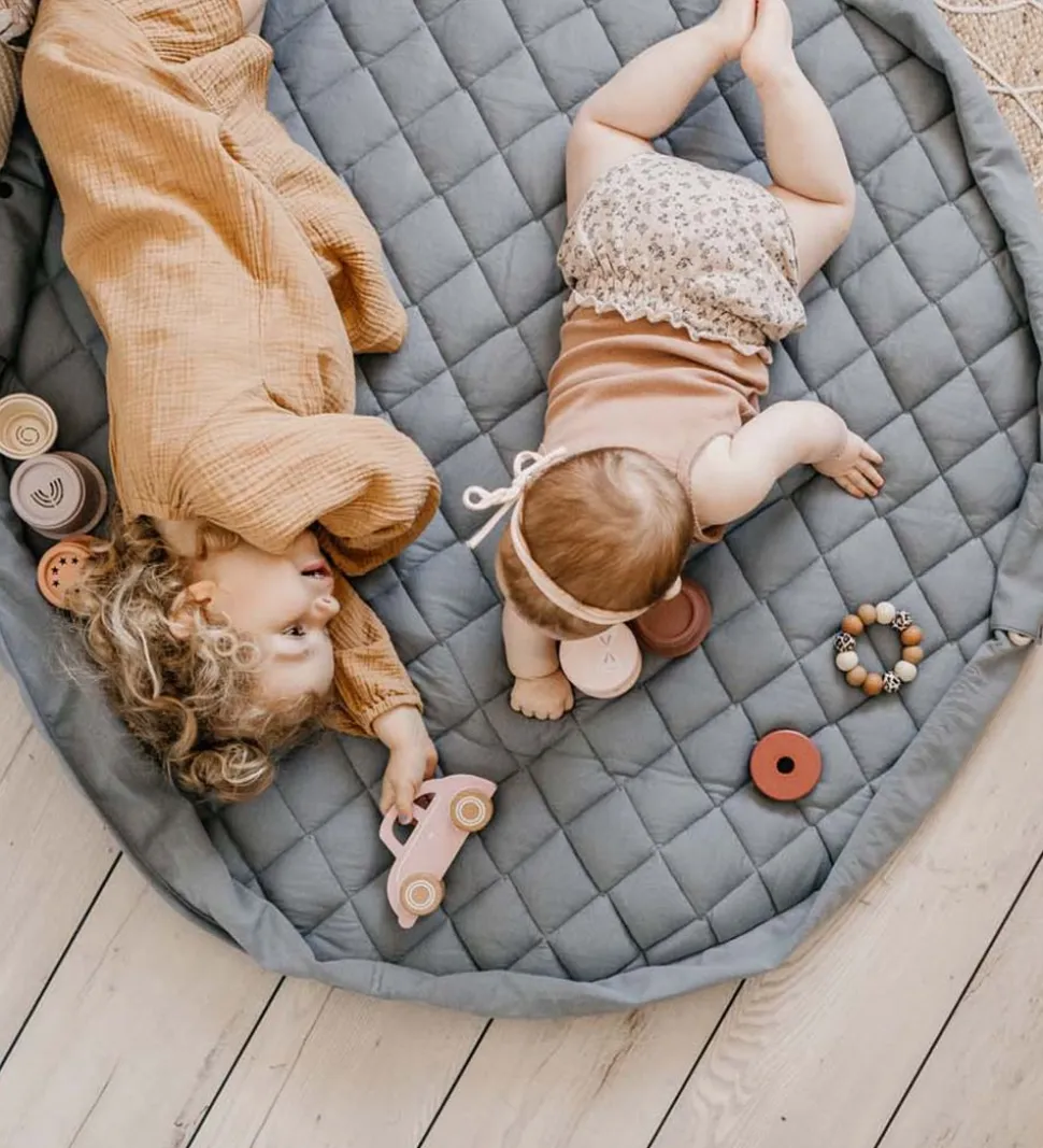 Play&Go Legetøjstæppe - Ø120 - Soft Organic - Dusty Blue