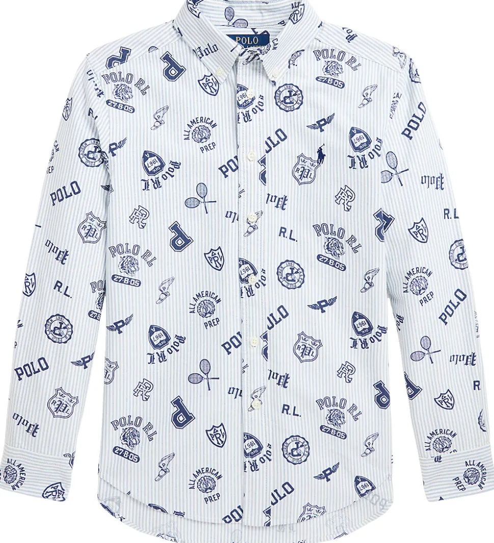 Polo Ralph Lauren Skjorte - Hvid/Lyseblåstribet m. Navy