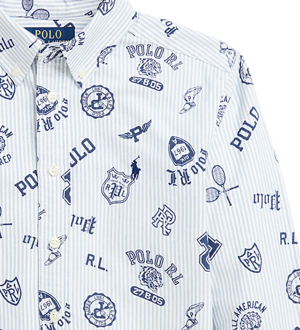 Polo Ralph Lauren Skjorte - Hvid/Lyseblåstribet m. Navy