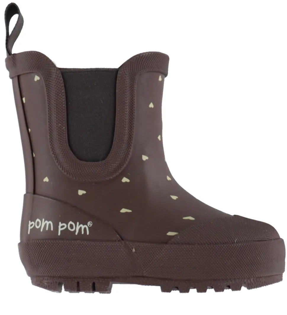 Pom Pom Gummistøvler m. For - Ankel - Chocolate Heart