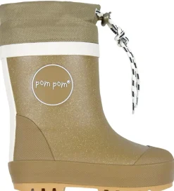 Pom Pom Termostøvler - Gold Glitter