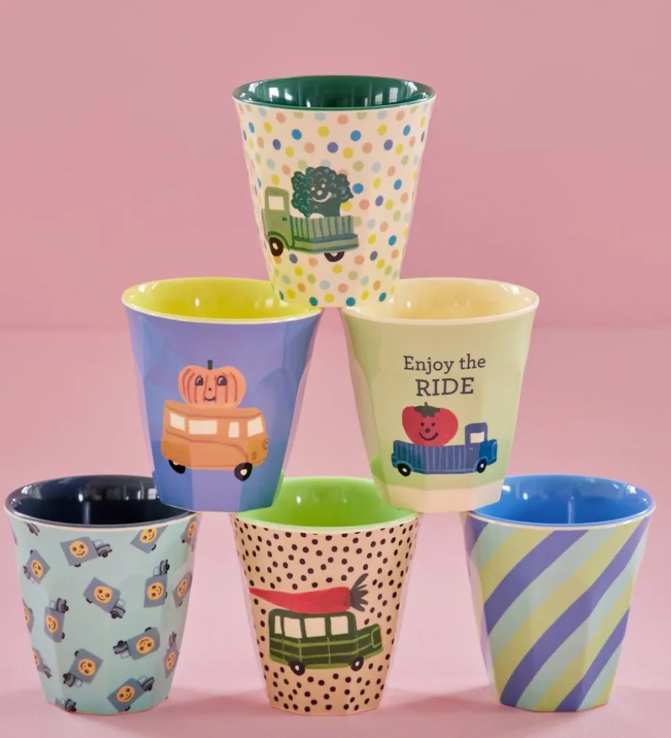 Rice Kopper - Melamin - 6 stk. - 160 ml - Multi/Happy Cars Print