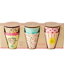 Rice Kopper - Melamin - 6 stk. - 250 ml - Pink/Funky Prints