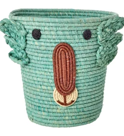 Rice Opbevaringskurv - Raffia/Søgræs - 20x30 cm - Aqua/Koala