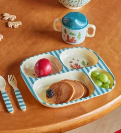 Rice Spisesæt - Melamin - 4 stk. - Blue Happy forest