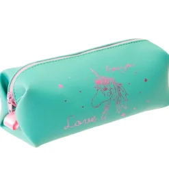 Rosajou Sminketaske - 19x9 cm - Grøn m. Enhjørning