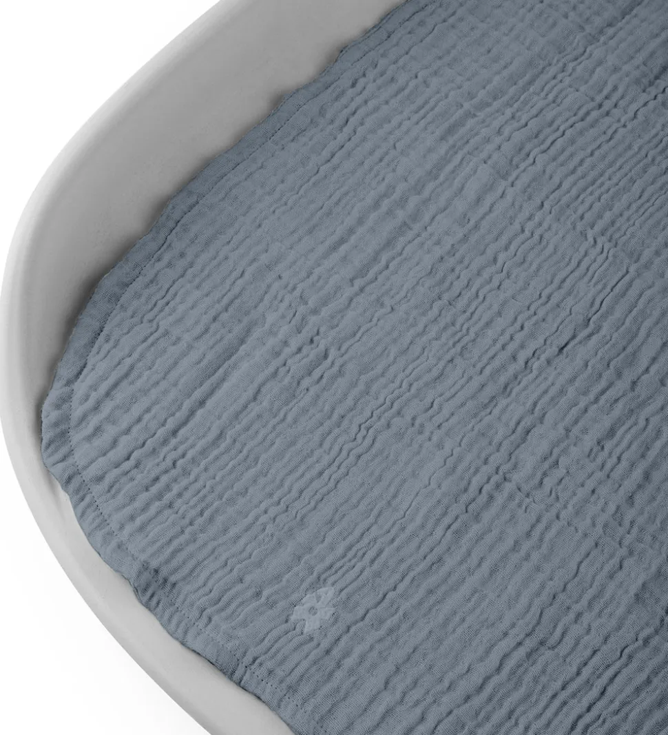 Sebra Pusleunderlag - 2-pak - Musselin - Forest Lake Blue