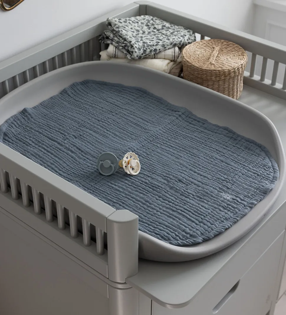 Sebra Pusleunderlag - 2-pak - Musselin - Forest Lake Blue