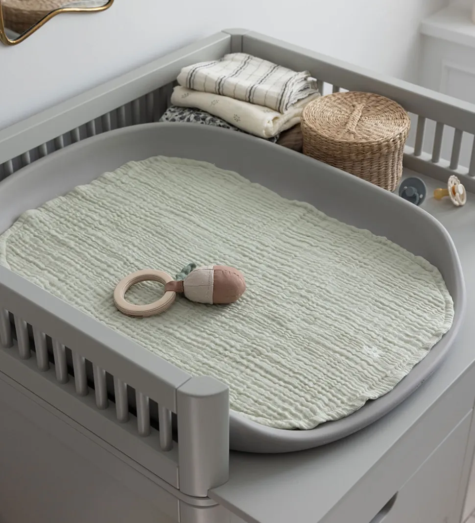 Sebra Pusleunderlag - 2-pak - Musselin - Mist Green