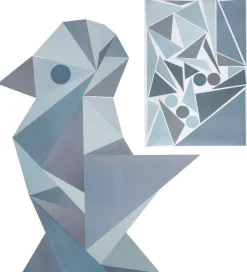 Sebra Wallstickers - Blå Geometrisk Fugl