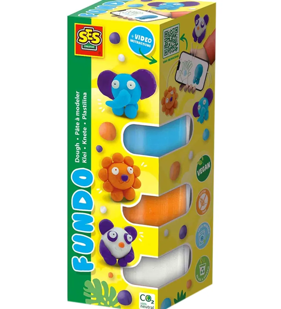 SES Creative Modellervoks - 3x90gr/1x40g - FunDo Vilde Dyr
