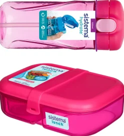 Sistema Madkasse m. Drikkedunk + Køletaske - Pink/Lilla