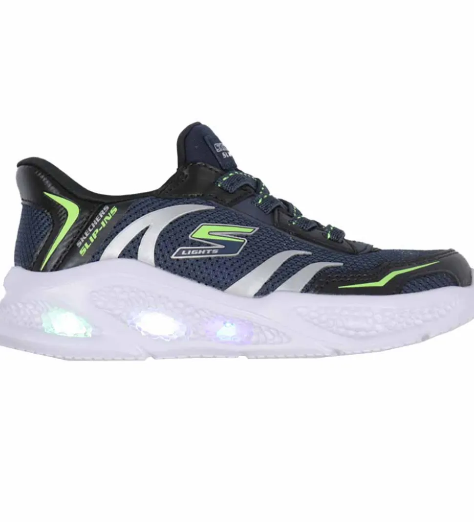Skechers Sko m. Lys - Meteor Light - Brisk Beams - Navy/Sort