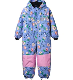 Småfolk Flyverdragt - Purple Delight m. Fugle/Blomster