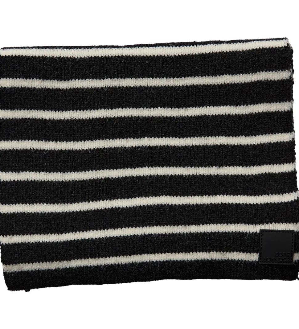 Sofie Schnoor Tørklæde - Strik - Lailasy - Sort m. Striber