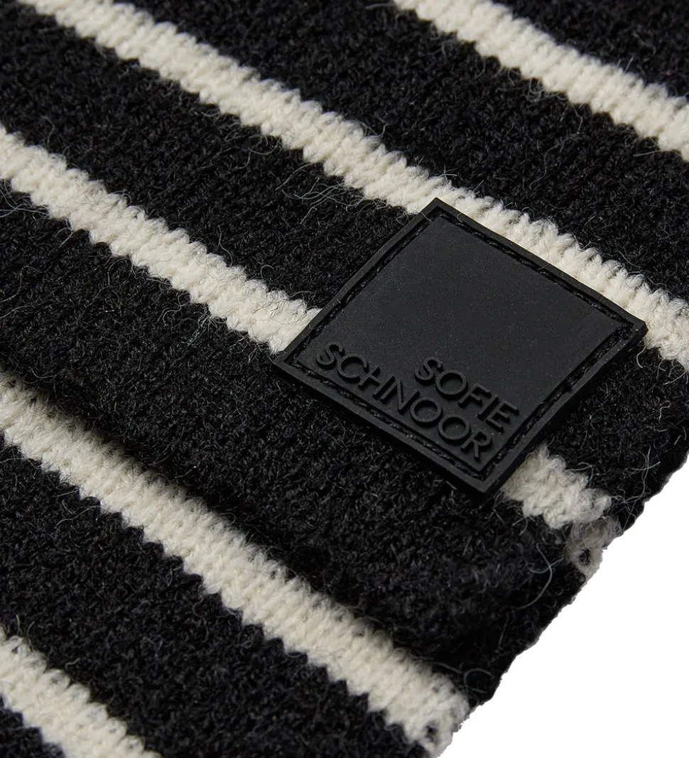 Sofie Schnoor Tørklæde - Strik - Lailasy - Sort m. Striber