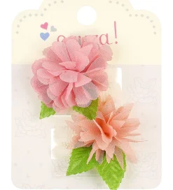 Souza Hårelastikker - 4 Stk. - Hvid/Rosa m. Blomster