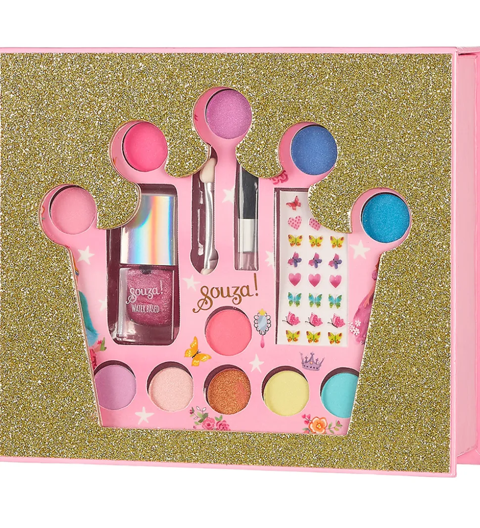 Souza Sminkesæt - Øjenskygge/Neglelak/Stickers - Crown