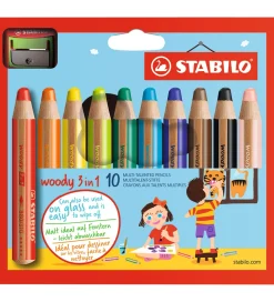 Stabilo Farveblyanter - Woody 3-i-1 - 10 Stk. - Multifarvet