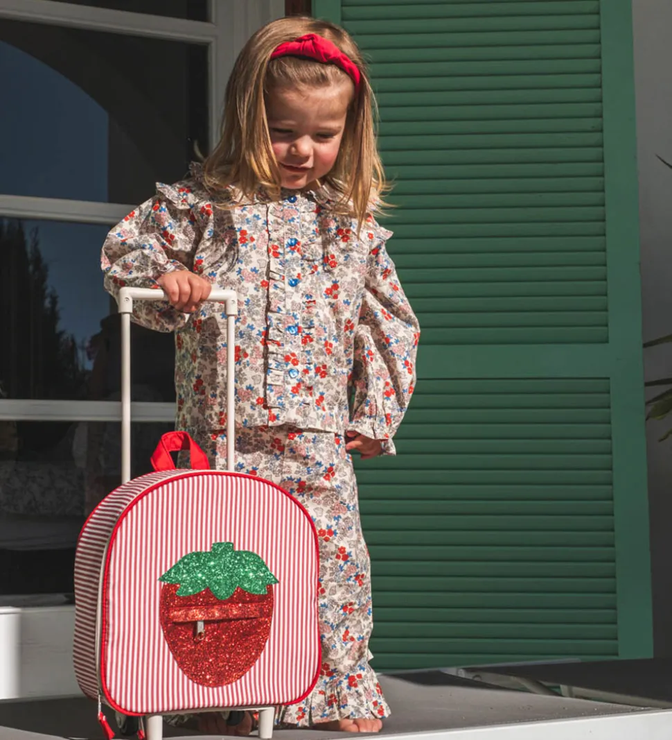 That's Mine Rejsekuffert - Tris - Rød/Hvid Stribet m. Jordbær