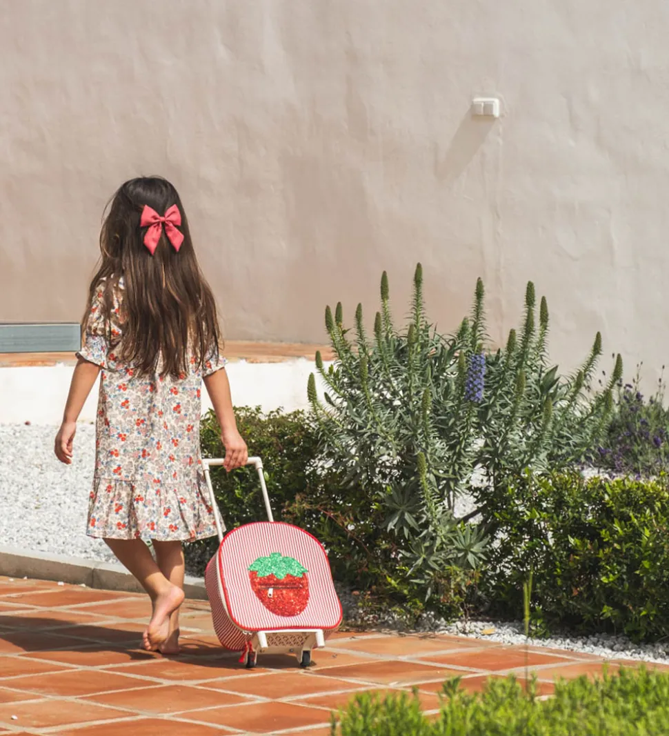 That's Mine Rejsekuffert - Tris - Rød/Hvid Stribet m. Jordbær