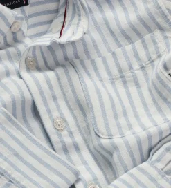 Tommy Hilfiger Skjorte - Hør - Linen Blend - Breezy Blue Stripe