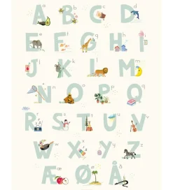 Vissevasse Plakat - 30x40 - Alphabet Blue Danish