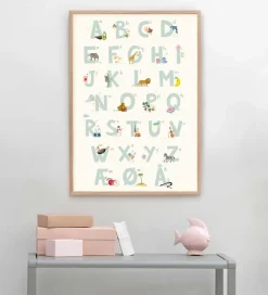 Vissevasse Plakat - 50x70 - Alphabet Blue Danish