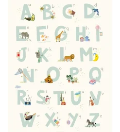 Vissevasse Plakat - 50x70 - Alphabet Blue English