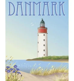 Vissevasse Plakat - 30x40 cm - Danmark - Hvidt Fyrtårn