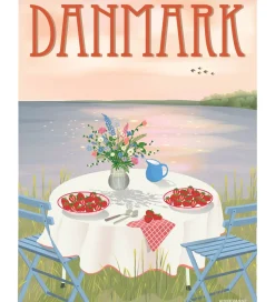 Vissevasse Plakat - 50x70 cm - Danmark - Jordbær